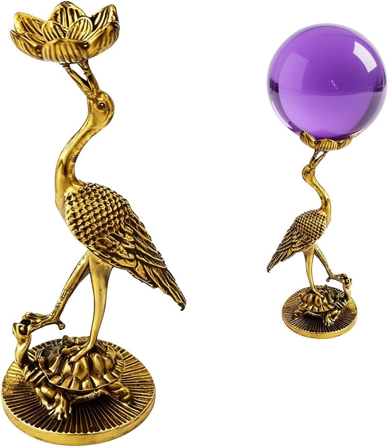 GeryVtee Metal Crystal Ball Stand Sphere Display Stand Crystal Holder Balls Ornament Rack Holder Metal Base Crane Shape (Retro) - Image 1